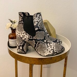 Snake print booties